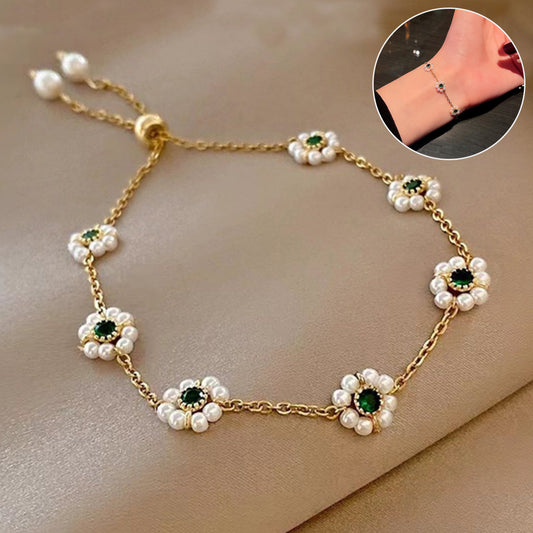 Pearl Flowers Bracelet All-match Fashion Adjustable Chain Bracelet